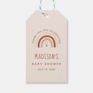 Cute Boho Rainbow Terracotta Baby Shower Måne Star Presentetikett
