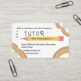 Cute Boho Rainbows Tutor Teacher Visitkort