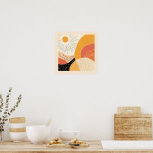 Cute Boho Retro Sol over Rolling Backe Poster