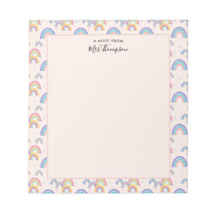 Cute Boho  Rosa Rainbow Heart Anteckningsblock