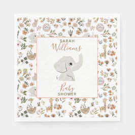 Cute Boho Safari Anamials Baby Shower Pappersservett