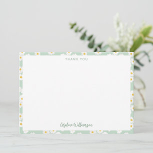 Cute Boho Sage Daisys Blommigt Anpassningsbar Baby Tack Kort
