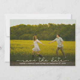 Cute Boho Script Modern Save The Date Card Spara Datumet