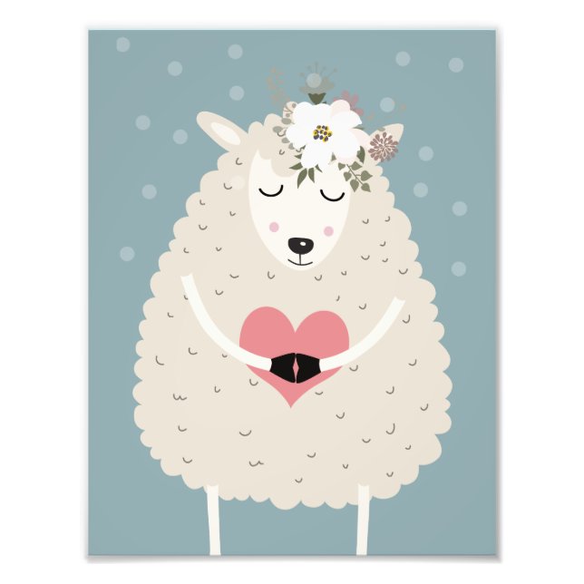 Cute Boho Sheep Nursery Decor Artwork Poster (Framsidan)
