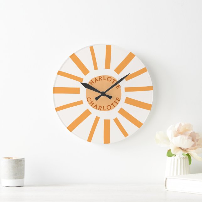 Cute Boho Sol Nursery Decor Namn Large Clock Stor Klocka (Hem)
