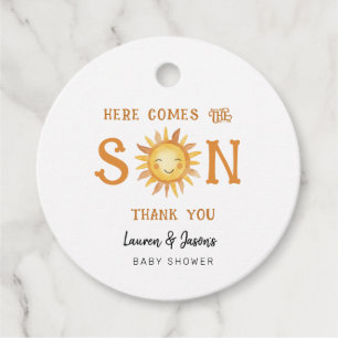 Cute Boho Sol Pojke Baby Shower Tack Gåvor Etiketter