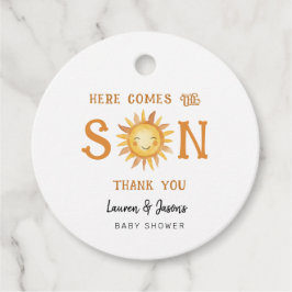 Cute Boho Sol Pojke Baby Shower Tack Gåvor Etiketter