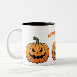 Cute Boho Spooky Pumpkins Black Happy halloween Två-Tonad Mugg