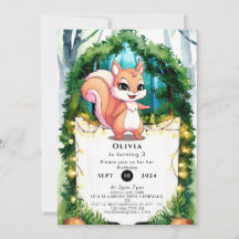 Cute Boho Squirrel Birthday