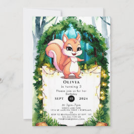 Cute Boho Squirrel Birthday Inbjudningar
