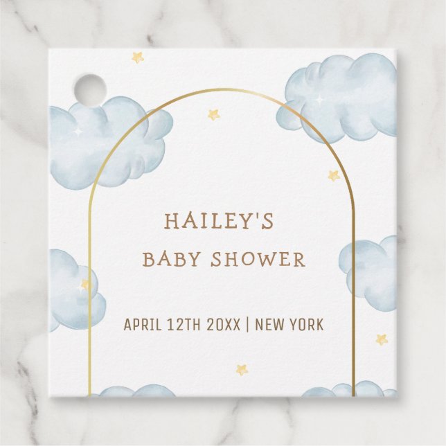 Cute Boho Star Cloud Arch Boy Shower Gåvor Etiketter (Framsida)