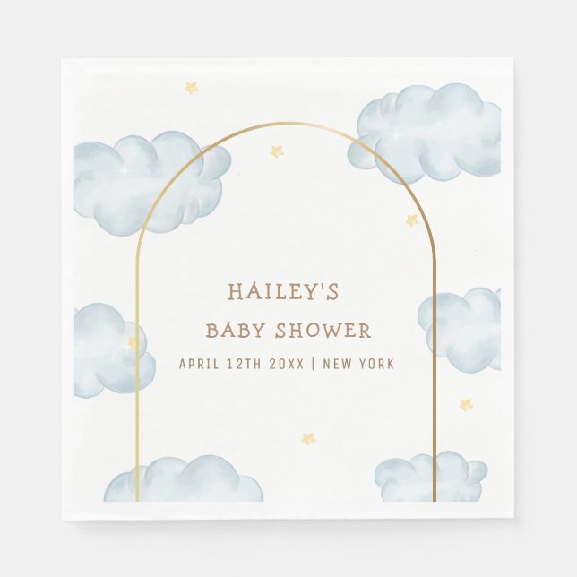 Cute Boho Star Cloud Arch Boy Shower Pappersservett (Framsidan)