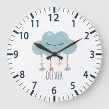 Cute Boho Stil Lullaby Cloud Nursery Wall Clock