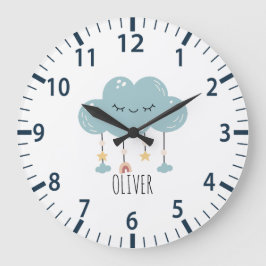 Cute Boho Stil Lullaby Cloud Nursery Wall Clock Stor Klocka