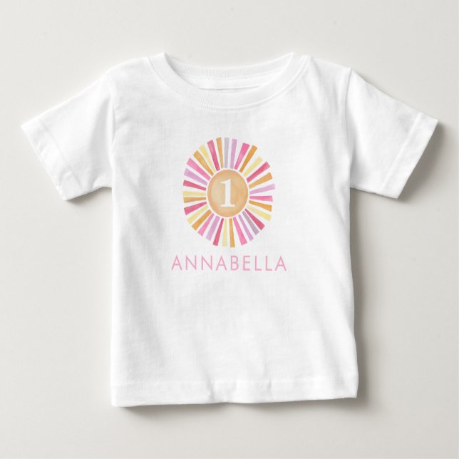Cute Boho Sunshine Girls första födelsedag Sol T Shirt (Framsida)