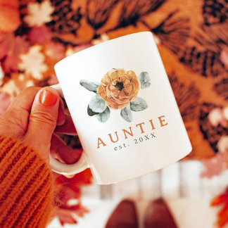 Cute Boho Terracotta Blommigt Greenery Auntie Est. Kaffemugg