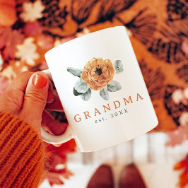 Cute Boho Terracotta Blommigt Greenery Grandma Est Kaffemugg