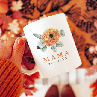 Cute Boho Terracotta Blommigt Greenery Mamma Est. Kaffemugg