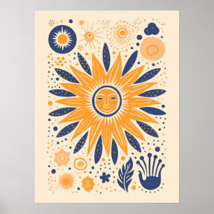 Cute Boho Vintage Retro Celestial Sol Poster