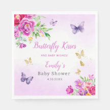 Cute Boho Watercolor Blommigt Butterfly Baby Showe