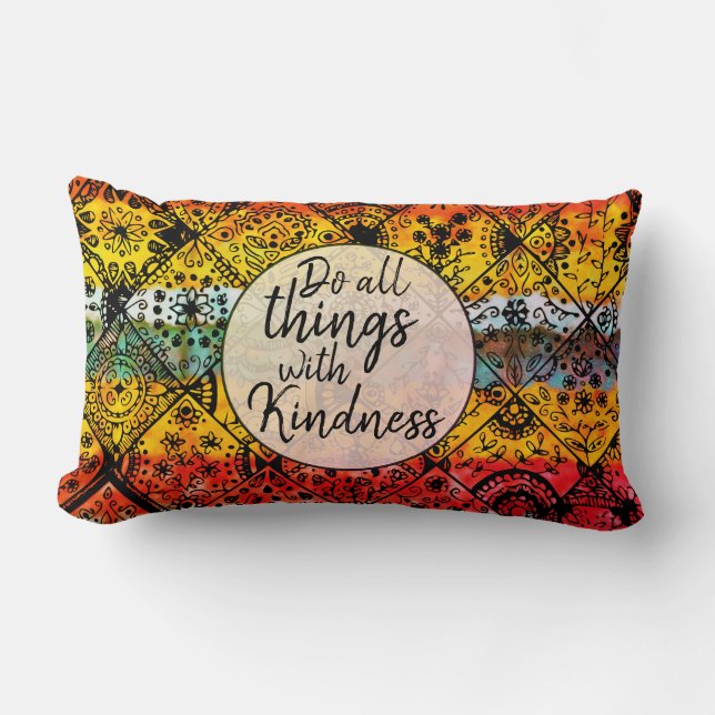 Cute Boho Watercolor Kindness inspirationsoffert Lumbarkudde (Framsida)
