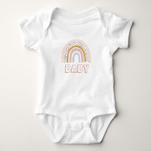 Cute Boho Watercolor Rainbow Baby T Shirt (Framsida)