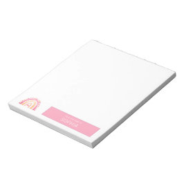 Cute Boho Watercolor Rainbow i Rosa personlig Anteckningsblock