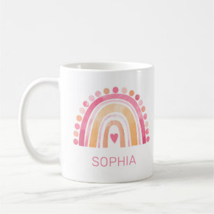 Cute Boho Watercolor Rainbow i Rosa personlig Kaffemugg