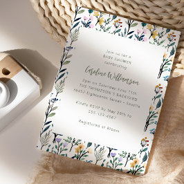 Cute Boho Watercolor WildblomBaby Shower Inbjudningar