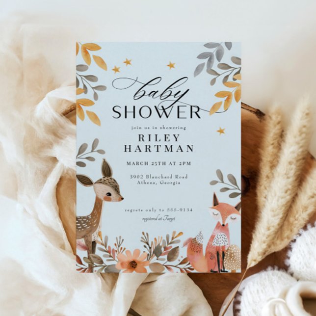 Cute Boho Woodland Animal Baby Shower Inbjudningar (Skapare uppladdad)