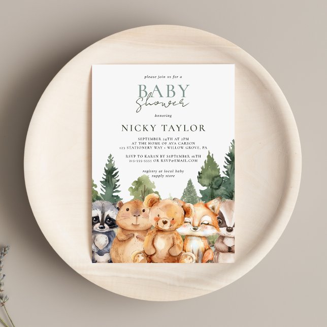 Cute Boho Woodland Animals Baby Shower Inbjudningar (Skapare uppladdad)