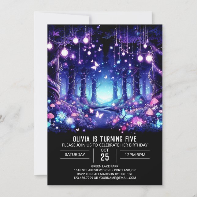 Cute Boho Woodland Digital Birthday Inbjudningar (Framsida)