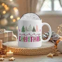Cute Boho Xmas Tree Sublimation Design Jumbo Mugg