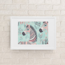Cute Boho Zebra Animal Safari Baby Room Wall Art