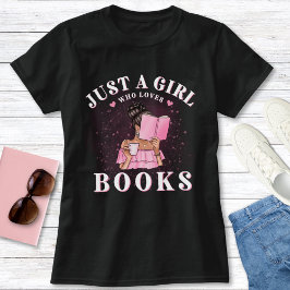 Cute Bok Älskare är bara en flicka som Kärlek Boka T Shirt