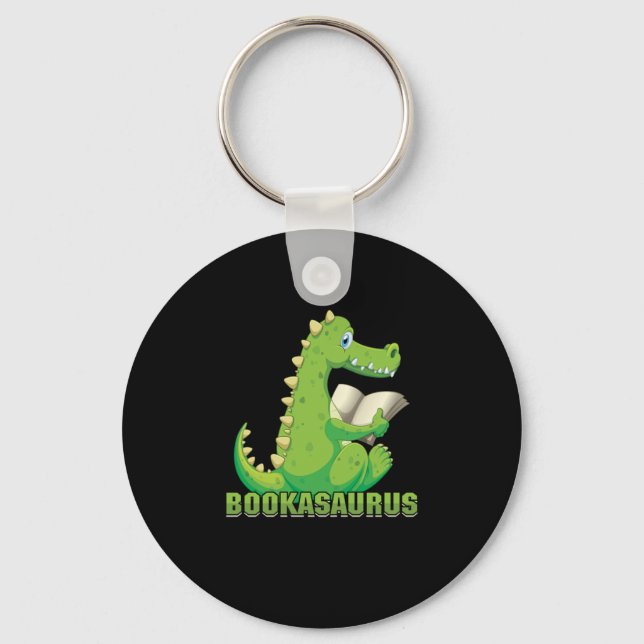 Cute Bok Älskare Bookworm Bookish Dinosaur Bookasa Nyckelring (Framsida)