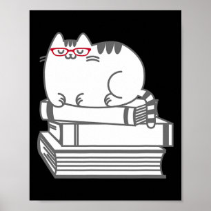 Cute Bok Nerd Cat - Funny Nerdy Kitten Shirt Poster
