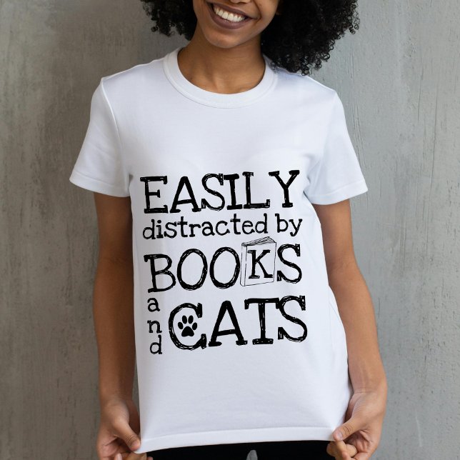 Cute Bok och Cat Lover T Shirt (Skapare uppladdad)