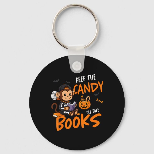 Cute Bok Reader Halloween Reading Bookworm Boys G Nyckelring (Framsida)