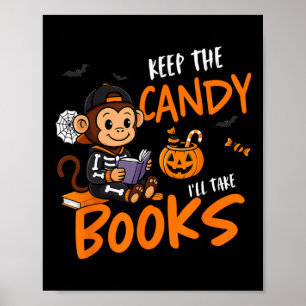 Cute Bok Reader Halloween Reading Bookworm Boys G Poster