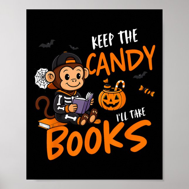 Cute Bok Reader Halloween Reading Bookworm Boys G Poster (Framsidan)