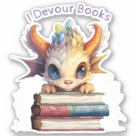 *~* Cute Bok Reading Baby Dragon AP88 I DEVOUR Klistermärken