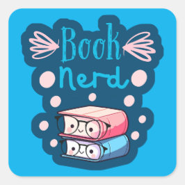 Cute Bok Stack Kawaii Stil Fyrkantigt Klistermärke
