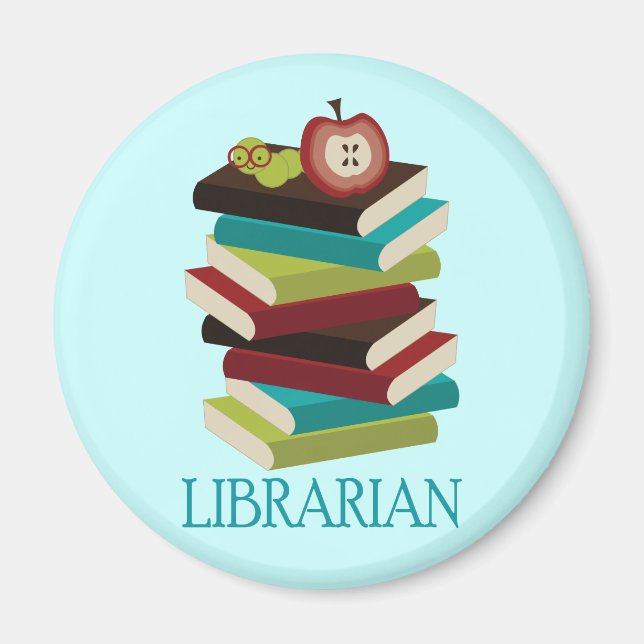 Cute Bok Stack Librarian Gift Magnet (Framsidan)