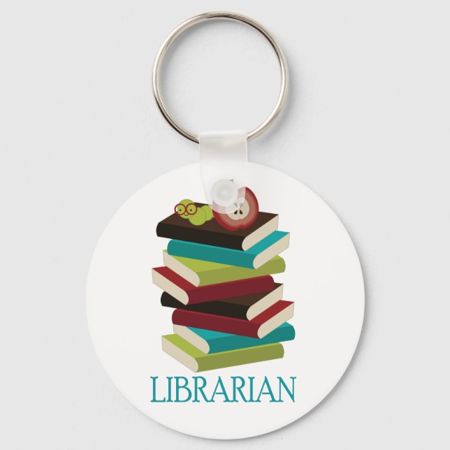 Cute Bok Stack Librarian Gift Nyckelring (Framsida)