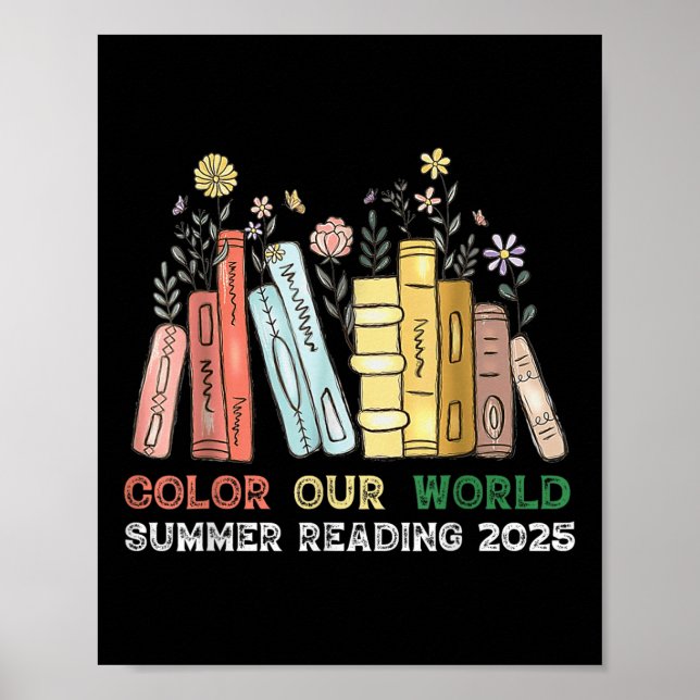 Cute Bok Wildblommor, färg vår sommarläsning i Poster (Framsidan)
