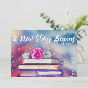 Cute Bokar och Rosa Flower Watercolor Baby Shower Inbjudningar