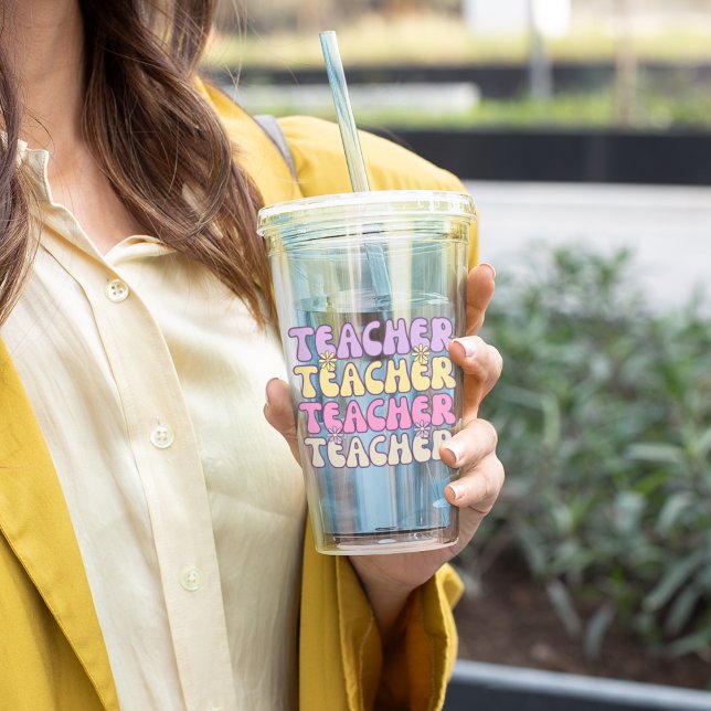 Cute & Bold Groovy Teacher Take Away Mugg (Skapare uppladdad)