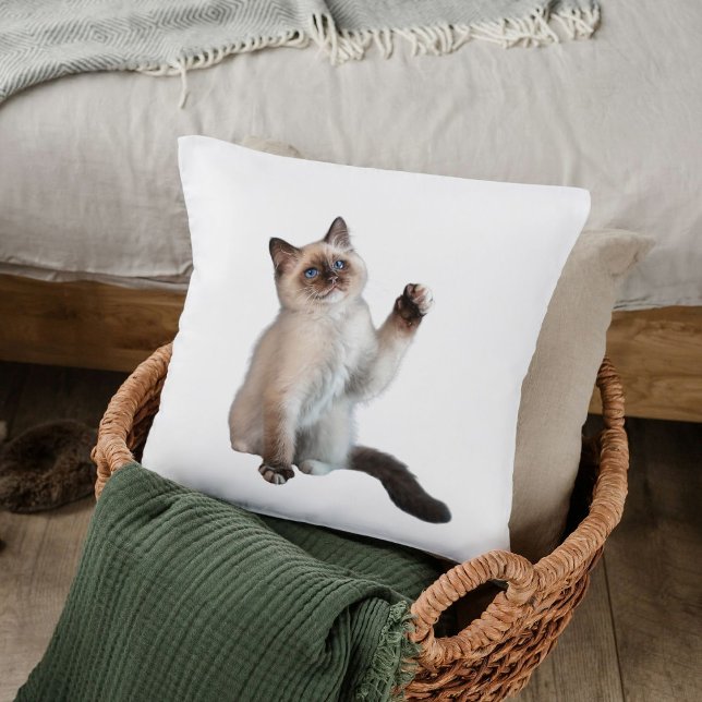 Cute Bold Siamese Cat Anpassningsbar Decor Gift Wh Kudde (Skapare uppladdad)