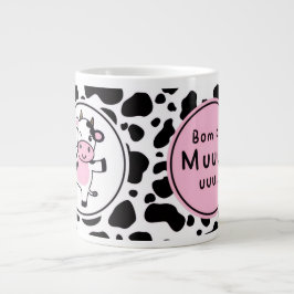 Cute “Bom Dia Muuuuu” Kawaii Cow Design Jumbo Mugg